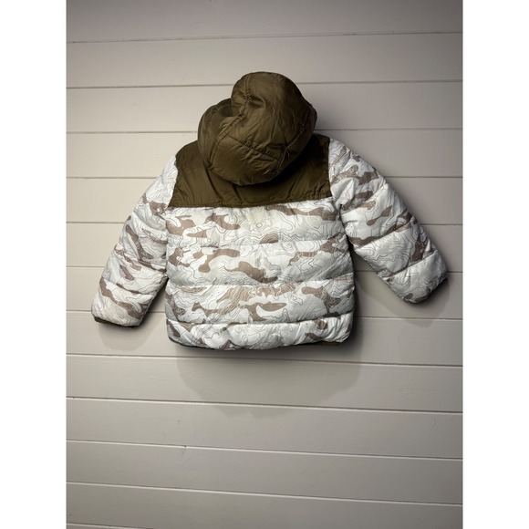 Snozu Kids Puffer Jacket Camo Print Orange Fleece Lined Hooded Winter 2T - Picture 3 of 8